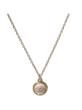 Iridescent Textured Pendant Necklace Gold Tone Whimsical Mermaid Fashion Jewelry